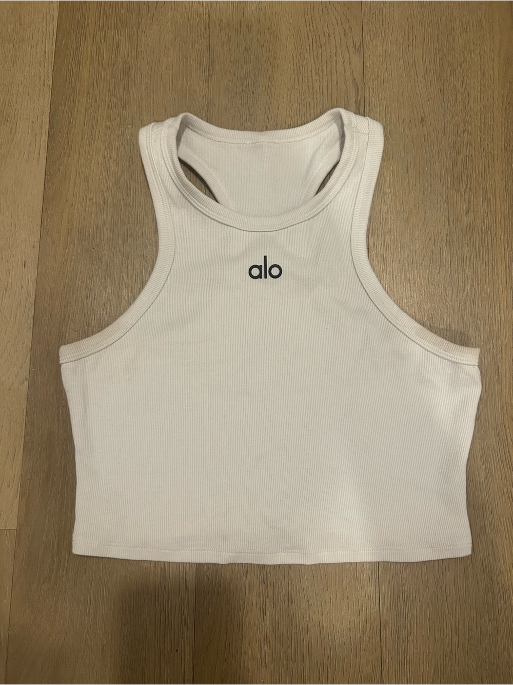 Alo Women’s White Ribbed Racerback Crop Tank